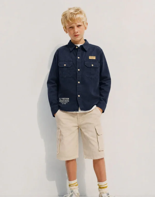 Typographic Print Regular Cotton Shirt